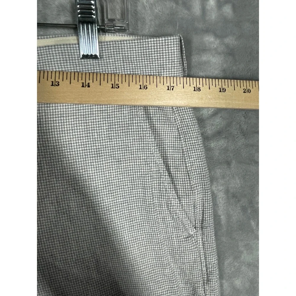 J.Crew Mens Straight Fit Linen Cotton Houndstooth Pants Grey White W33 L34